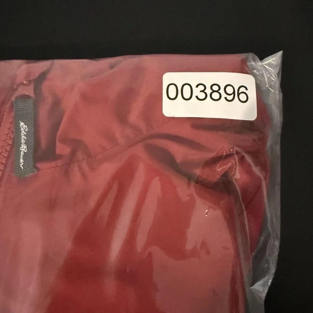 Eddie Bauer Jacket Kids 10/12 Red Gray‎ Hooded Windbreaker Zip Pockets Logo